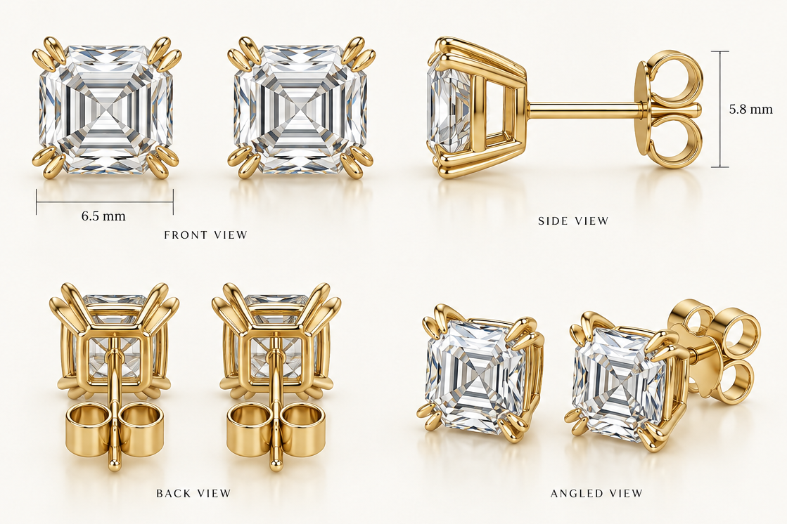 Custom Jewelry Order: For Becca - 1CT ea. Ascher Studs 14K YG